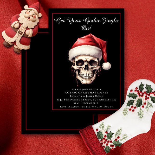 Gothic Santa Merry Christmas Invitation (Front and Back Views)
