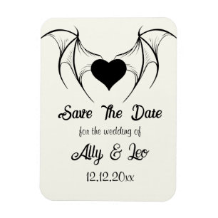 Gothic Save the Date Dark Romance Bat Wings Heart Magnet