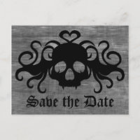Gothic save the date fanged vampire skull