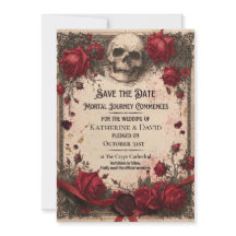 Gothic Save the Date Template with Skull and Roses