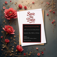 Gothic Save the Date – transparant red Metallic 