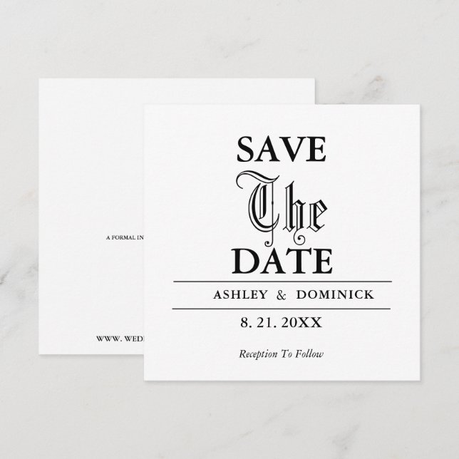 Gothic Save The Date Wedding Announcement Card (Front/Back)