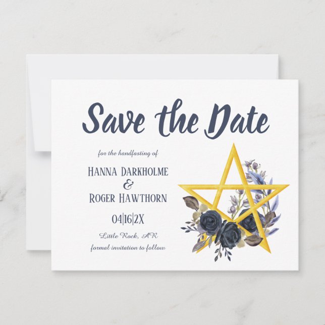 Gothic Save the Date | Wiccan Floral Handfasting (Front)