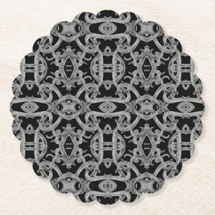 GOTHIC Scalloped Round Paper Coasters