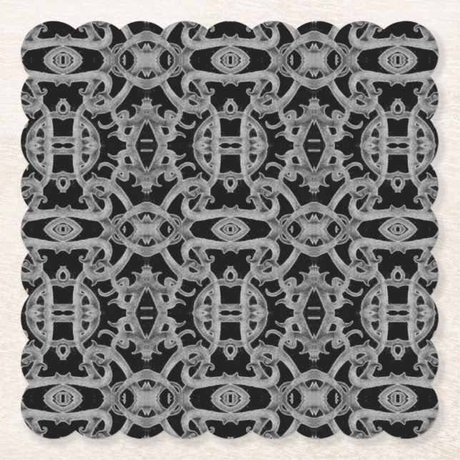 GOTHIC Scalloped Square Paper Coasters (Front)