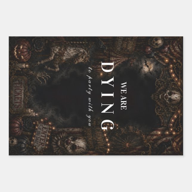Gothic Scary Halloween Wrapping Paper Sheet (Front)