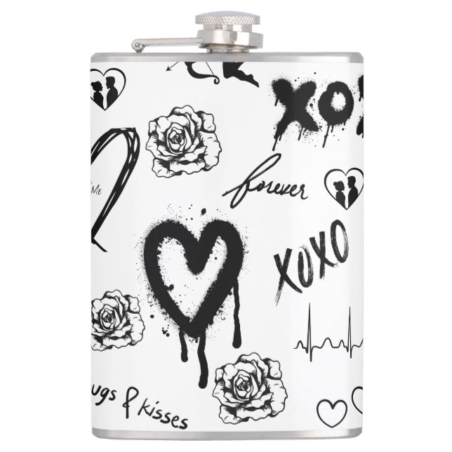 Gothic Seamless Pattern Hip Flask (Front)