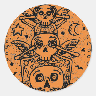 GOTHIC SEE NO EVIL, CEMETERY SKELETON STICKERS Fun