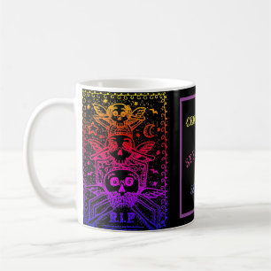 GOTHIC SEE NO EVIL, CEMETERY SKELETONS MUG Rainbow