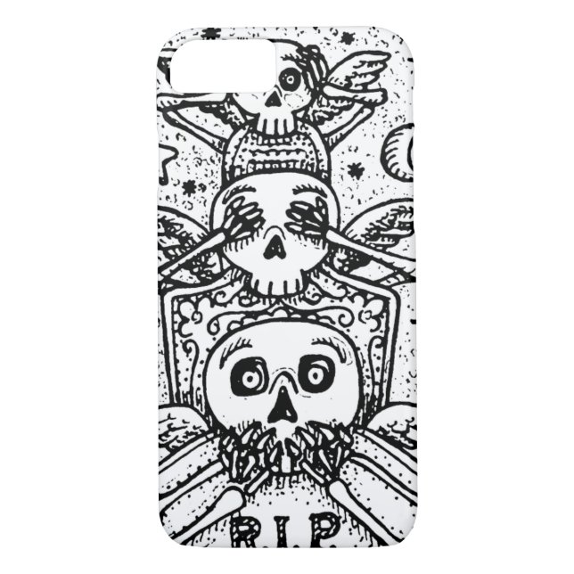 GOTHIC SEE NO EVIL, CEMETERY SKULLS PHONE CASE (Back)