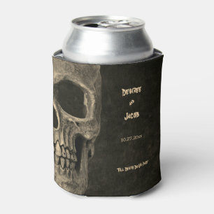 Gothic Sepia Half Skull Head Vintage Hallowedding Can Cooler