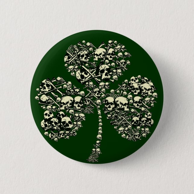 Gothic Shamrock Skulls 6 Cm Round Badge (Front)