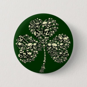 Gothic Shamrock Skulls 6 Cm Round Badge