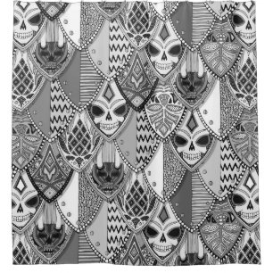 gothic shields bw shower curtain