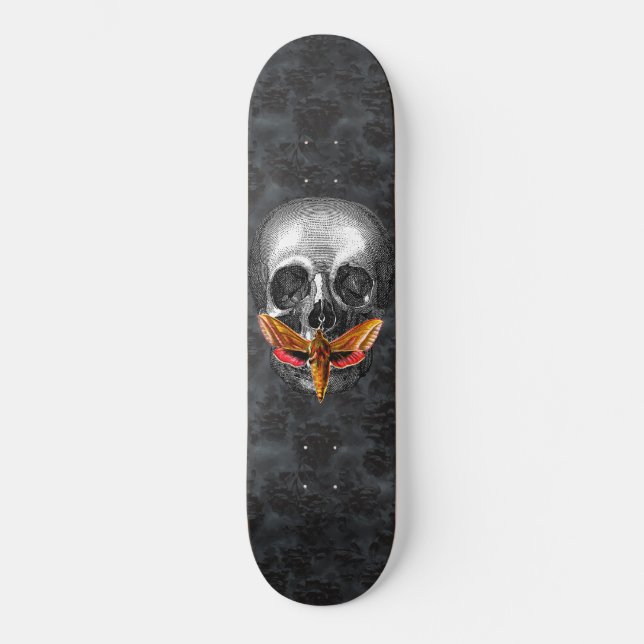 Gothic Silence of The Skulls Moth Dark  Skateboard (Front)