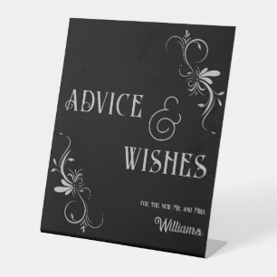 Gothic Silver Advice & Wishes Whimsigoth Wedding Pedestal Sign