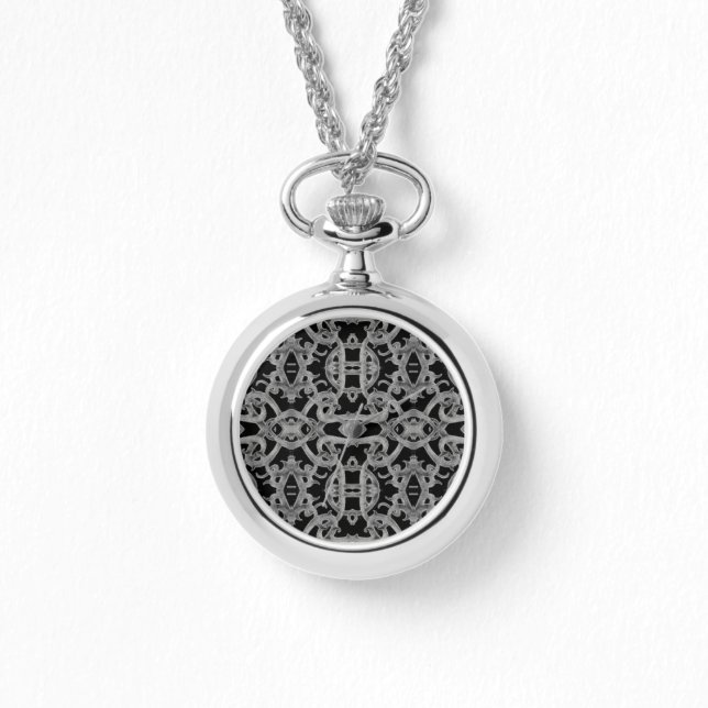 GOTHIC Silver Necklace Watch (Front)