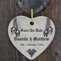 Gothic Silver Skulls Wedding Save the Date