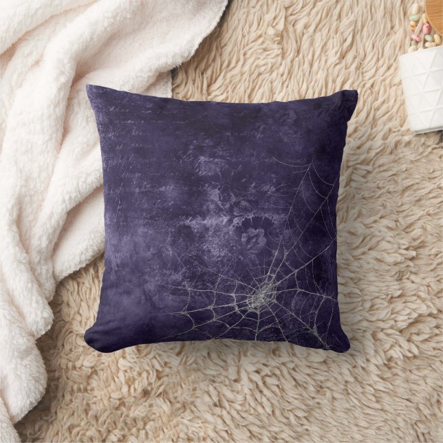 Gothic Silver Web Distressed  Cushion (Blanket)