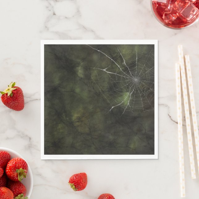 Gothic Silver Web Distressed  Napkin (Insitu)
