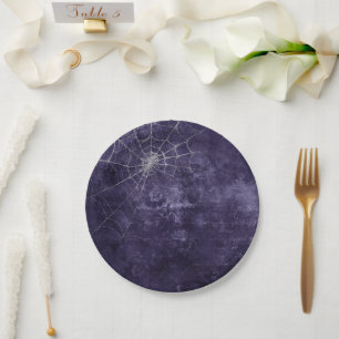 Gothic Silver Web Distressed Paper Plate