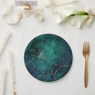Gothic Silver Web Distressed Paper Plate