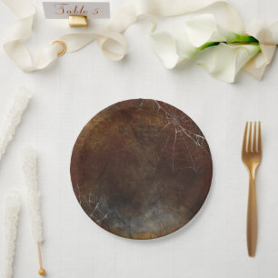 Gothic Silver Web Distressed Paper Plate