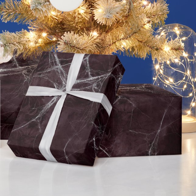 Gothic Silver Web Distressed Wrapping Paper (Holidays)