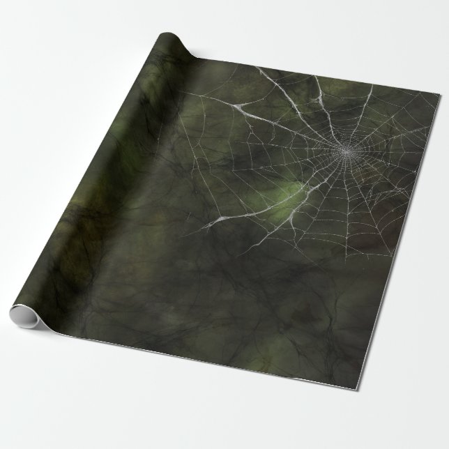 Gothic Silver Web Distressed Wrapping Paper (Unrolled)