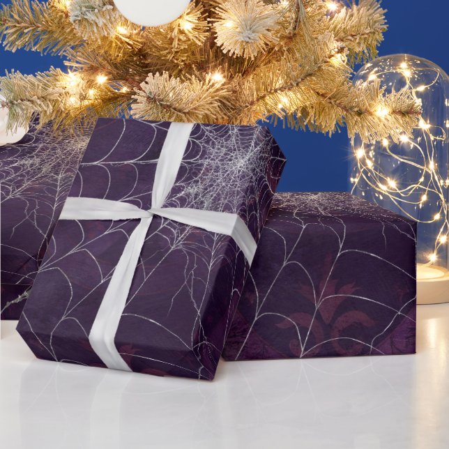 Gothic Silver Web Distressed Wrapping Paper (Holidays)