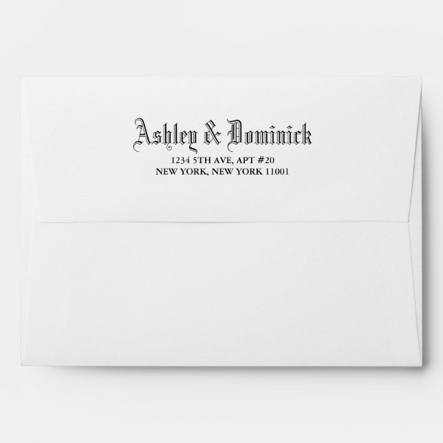 Gothic Simple Wedding Return Address  Envelope (Back (Top Flap))