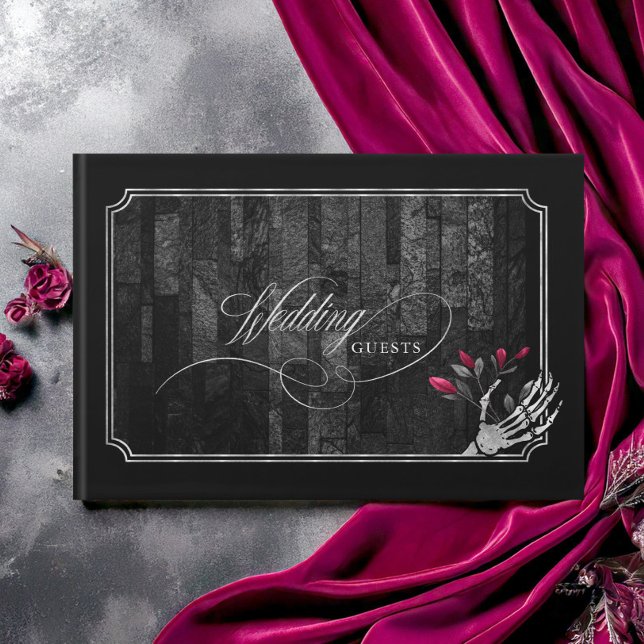 Gothic Skeletal Hand Scrollwork Wedding ID866 Guest Book (Creator Uploaded)