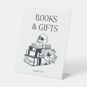 Gothic Skeleton Baby Shower Books and Gifts Sign