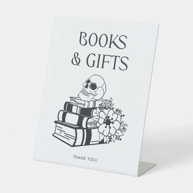 Gothic Skeleton Baby Shower Books and Gifts Sign (Front)