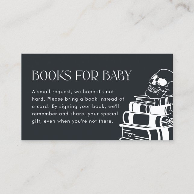 Gothic Skeleton Baby Shower Books for Baby Card (Front)