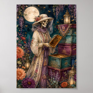 Gothic Skeleton Beekeeper Art Whimsigoth Garden Poster