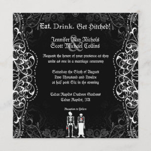 Gothic Skeleton Bride and Groom Invitations