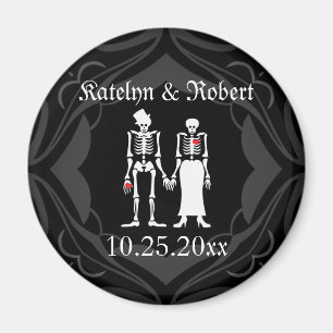 Gothic Skeleton Bride & Groom Save the Date Magnet