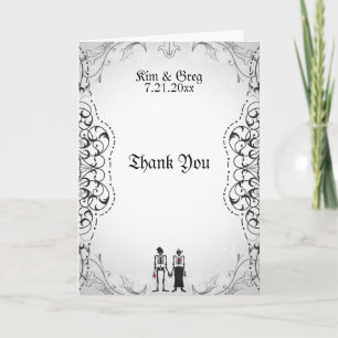 Gothic Skeleton Bride & Groom Thank You Card