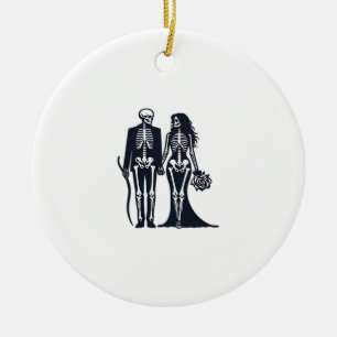 Gothic Skeleton Bride & Groom – Till Death Do Us P Ceramic Tree Decoration