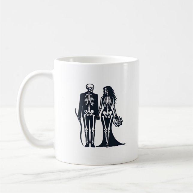 Gothic Skeleton Bride & Groom – Till Death Do Us P Coffee Mug (Left)