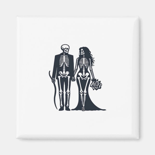 Gothic Skeleton Bride & Groom – Till Death Do Us P Magnet (Front)