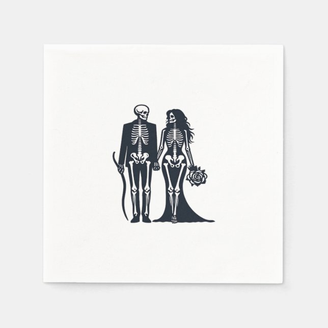 Gothic Skeleton Bride & Groom – Till Death Do Us P Napkin (Front)