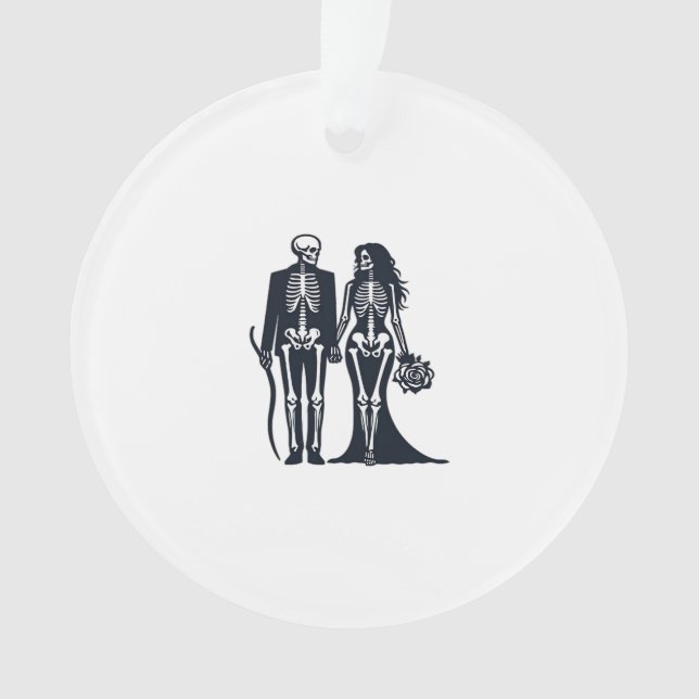 Gothic Skeleton Bride & Groom – Till Death Do Us P Ornament (Front)