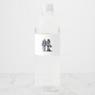 Gothic Skeleton Bride & Groom – Till Death Do Us P Water Bottle Label