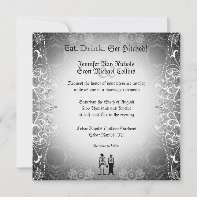 Gothic  Skeleton Bride & Groom Wedding Invitations (Front)