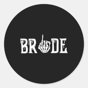 Gothic Skeleton Bride Wedding Just Married Spooky Classic Round Sticker