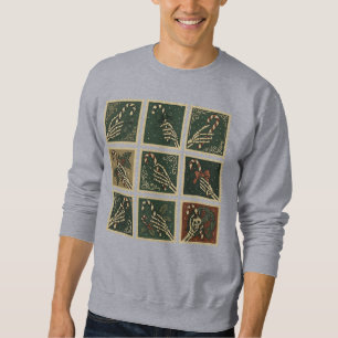 Gothic Skeleton Candy Cane Stamp Grid Men’s Sweatshirt