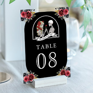 Gothic Skeleton Couple Black Wedding Table Number