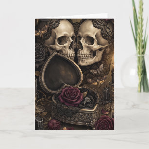 Gothic Skeleton Couple Dark Romance Victorian Rose Card